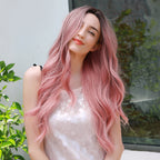 Ombre Hair Wig Wavy Long Black To Pink Cosplay Wigs
