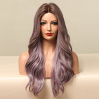 Ombre Wig Long Wave Wigs Brown To Purple Party Wig