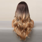 Ombre Wig Wavy Long Black To Golden Party Synthetic Wigs