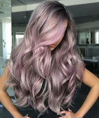 Ombre Wig Long Wave Wigs Brown To Purple Party Wig