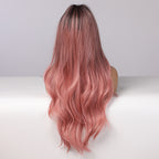 Ombre Hair Wig Wavy Long Black To Pink Cosplay Wigs